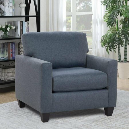 KD MOBILIARIO Eureka Upholstered Arm Chair, Denim Blue KD3319464